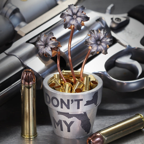 Don't New York My Florida, 3 Blooms (two .40SW, one 9mm), Aluminum flowerpot
