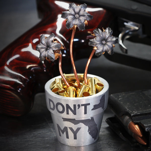 Don't New York My Florida, 3 Blooms (two .40SW, one 9mm), Aluminum flowerpot